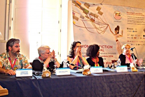 From left, David Gaughran, Ann Colette, Jane Friedman, Monique Patterson of St Martin's Press, Elizabeth Jennings