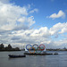The Olympic rings on the Thames