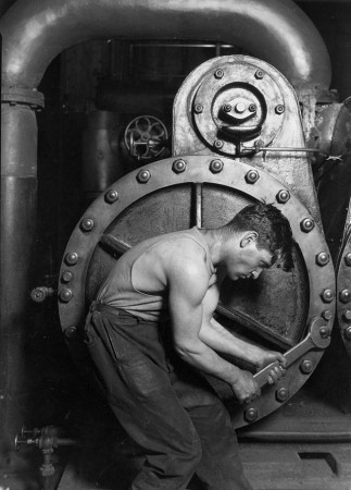 640px Lewis Hine Power house mechanic working on steam pump 323x450 Whats My Line?