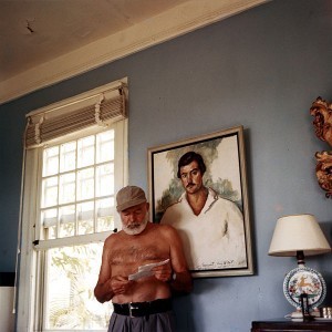 Ernest Hemingway determining what to leave out. Photo at his home in Cuba, c. 1953 JFK Presidential Library, Boston, public domain