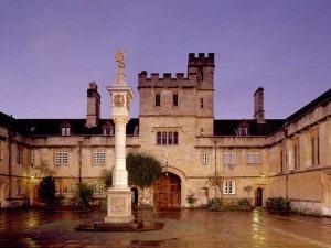 Front quad of Corpus Christi College at Oxford.