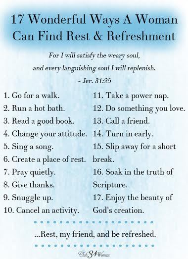17 Wonderful Ways A Woman Can Find Rest & Refreshement - Printable