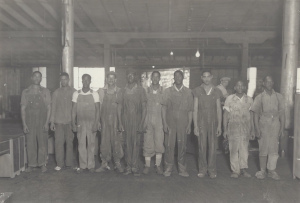Furniture departments were segregated in Southern factories until the 1970s. This is Stanley Furniture's rub room in the late '20s or early '30s. Photo courtesy of Coy Young.
