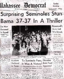 Tallahassee Democrat front page fsu bama tie