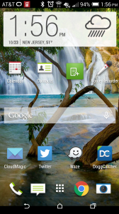 The Home Screen on my HTC One M8. Google Maps should be where Waze is!