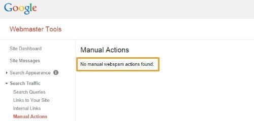 manual actions in Google Webmaster Tools