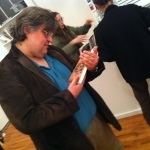 Bill Hamilton cuddles the fleshy book baby.