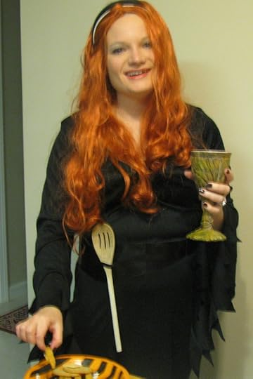 Mama wears witch clothes. 