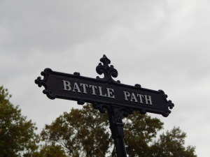 The sign leading to Battle Hill