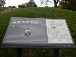 Sign marking The Battle of Brooklyn (aka The Battle of Long Island.)