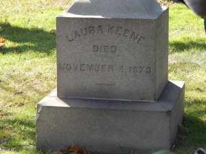 The tombstone of Laura Keene, the actress who cradled the mortally wounded President Lincoln.