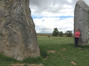 The standing stones at Avebury, a much larger neolithic site than Stonehenge.