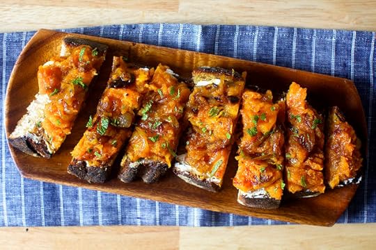 squash toasts with ricotta and cider vinegar