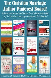 Follow the Christian Marriage Author Pinterest Board to win a library of Christian marriage books!