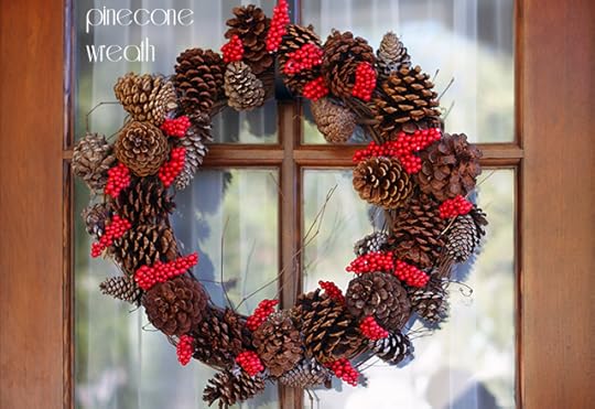 Pine cone and holly berry wreath