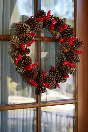 Pine cone and holly berry wreath