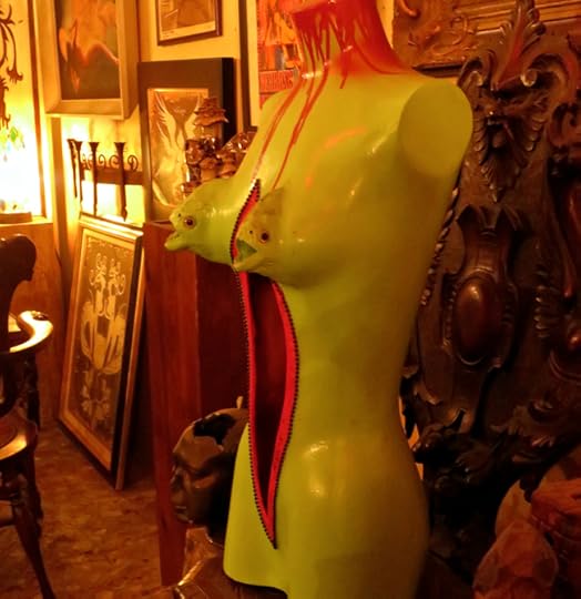 Miss Piranha Boobs welcomes you to her lair.