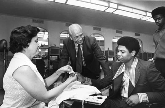 Dock Ellis getting a manicure in a Detroit barbershop on July 13, 1971. He was starting pitcher later that day for the National League in tonight’s All-Star game with the American League.