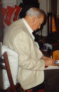 Grampa composing a Christmas poem