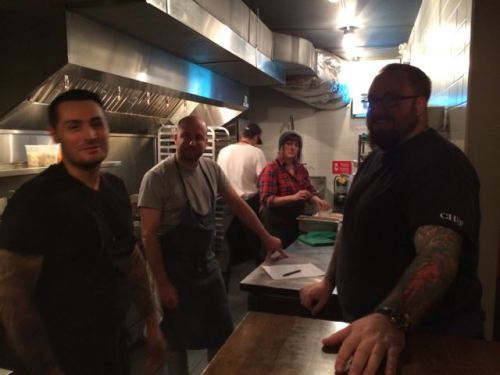 Chef Belcham (right) joined forces with three other chefs to create the evening's special menu.