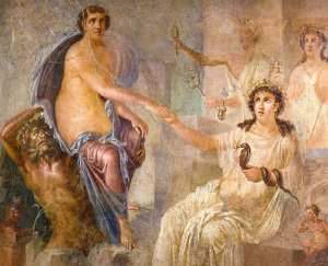 This painting is from the Temple of Isis in Pompeii and shows the Goddess receiving the 