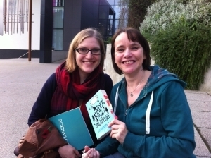 With Zoe and her bookmarked copy!