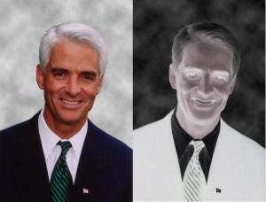 Charlie Crist, the only man on the planet who looks relatively normal when you hit “invert image colors” in Photoshop.