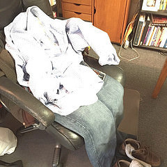 Trying to give Left Behind fans a jolt while I'm out for a run #emptyclothes #rapture