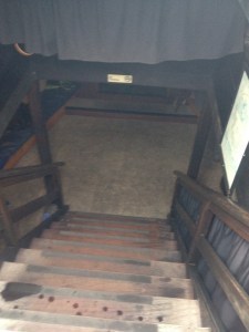 Looking down into crew's quarters.