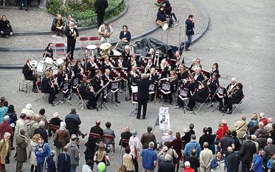 East Grinstead Concert Band performing in the Market Square of Brugges, Belgium.