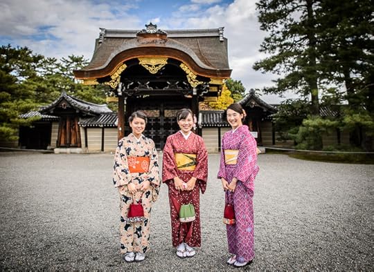 Lovely Day at the Kyoto Imperial Palace these young ladies were quite the attraction for photo ops -- Kyoto Imperial Palace (京都御所) -- Kyoto, Japan -- Copyright 2014 Jeffrey Friedl, http://regex.info/blog/