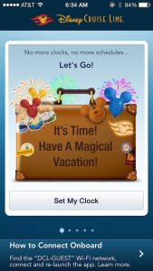 At midnight on the day of your sailing, a new screen appears.