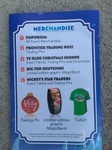 Food and merchandise info from the party.