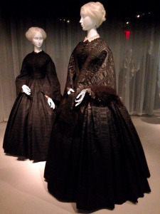 Mourning Dress, American, 1850-55 & Mourning Ensemble, American, 1857-60
