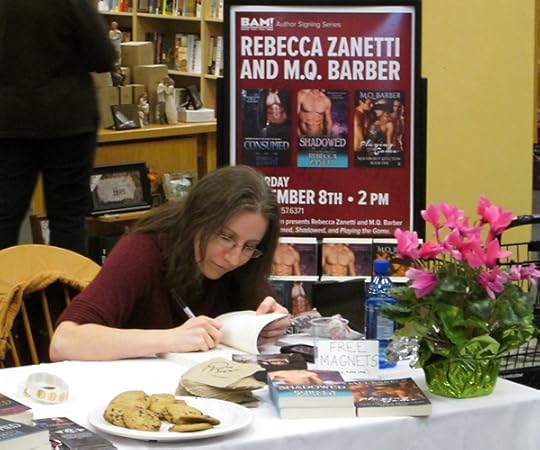 My husband snapped this photo when I wasn't looking. It's a safe bet I'm agonizing over how best to express my gratitude for having such supportive fans of Henry, Jay, and Alice.