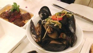 California Grill Mussels and Meatballs -Natalie Reinert