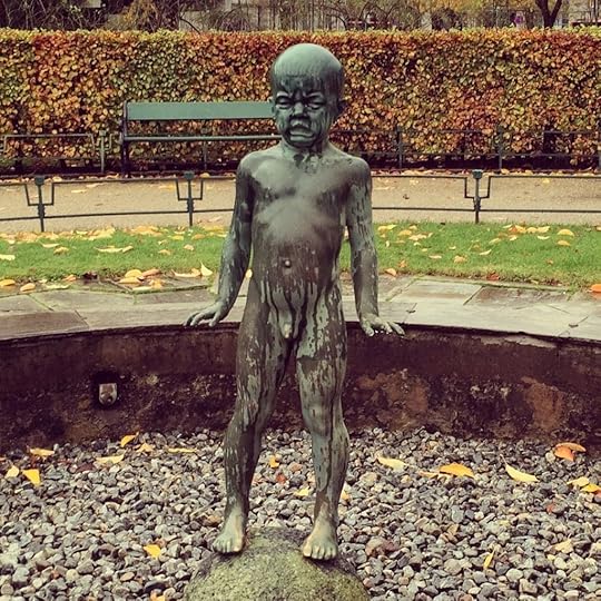 Scary little boy statues!