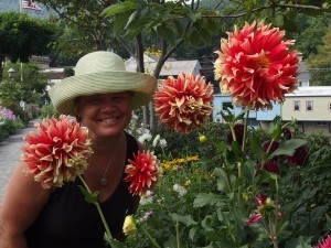 Yours truly with flowers that reminded me of fireworks!