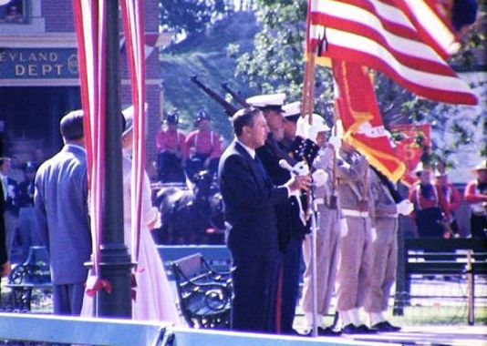 Walt at Disneyland's opening day Flag Retreat. photo courtesy of Susan Emslie via Facebook