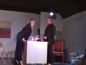 Jayne (Adrienne Gunn) confronts marriage counselor Dr. Featherstone (Vincent Truman).