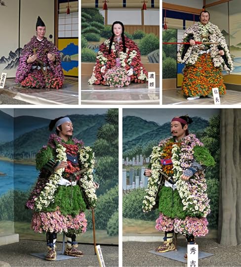 Life-sized historical figures, made from...chrysanthemums!