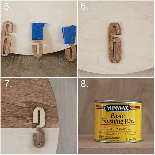 how to make a stained plywood wall clock via Kristina J blog