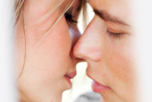 Beautiful romantic couple kissing 