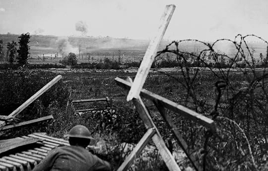 Shells falling on Messines