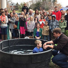 Dad getting to baptize his son. Love it. #DontGoBe @northstarfamily