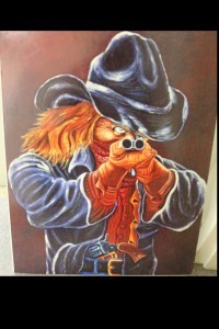 Photo of a painting given to retired game warden John Ford.