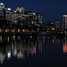 Canary Wharf from Greenland Dock at night