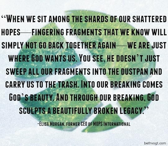 Broken green plate on white background