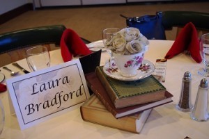 Each table was denoted by a famous author's name. They very sweetly had my name on a table...