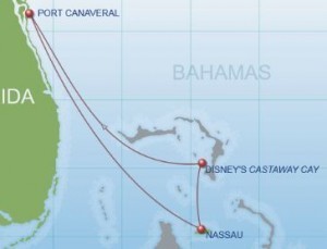 Route of 4-Night Bahamian Cruise on Disney Dream, Itinerary A